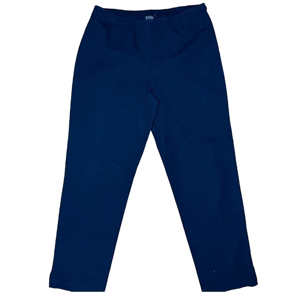 Eileen Fisher Pull On Cotton Stretch‎ Pants Womens Size Small Black Tapered Leg